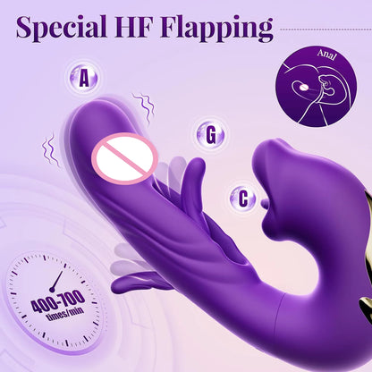 Volupté® —  Vibromasseur 3 en 1 pour Femme — Stimulation Langue, Point G & Clitoris