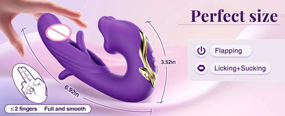 Volupté® —  Vibromasseur 3 en 1 pour Femme — Stimulation Langue, Point G & Clitoris
