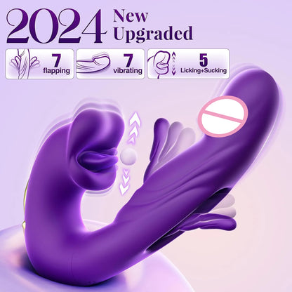 Volupté® —  Vibromasseur 3 en 1 pour Femme — Stimulation Langue, Point G & Clitoris