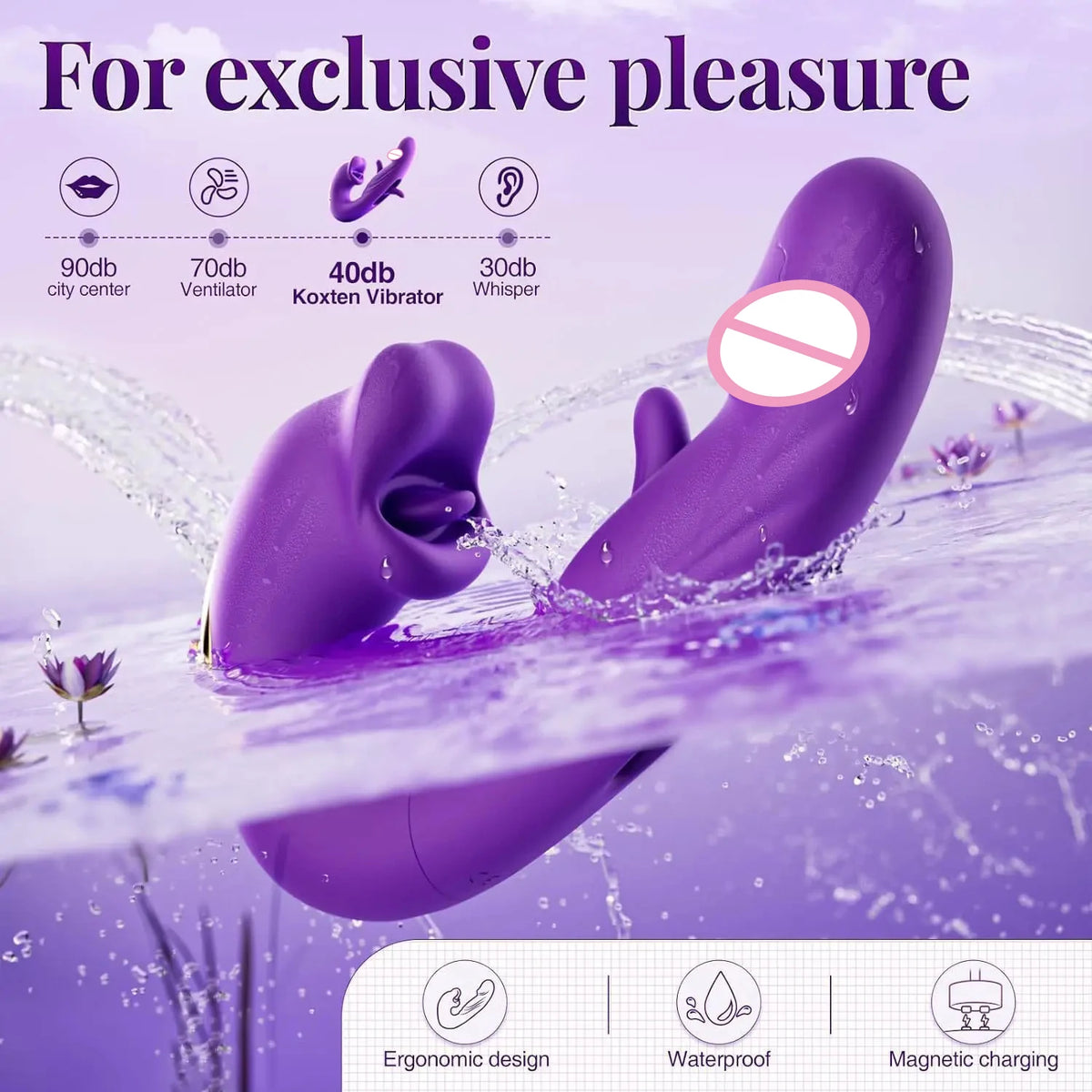 Volupté® —  Vibromasseur 3 en 1 pour Femme — Stimulation Langue, Point G & Clitoris