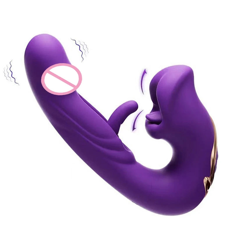 Volupté® —  Vibromasseur 3 en 1 pour Femme — Stimulation Langue, Point G & Clitoris