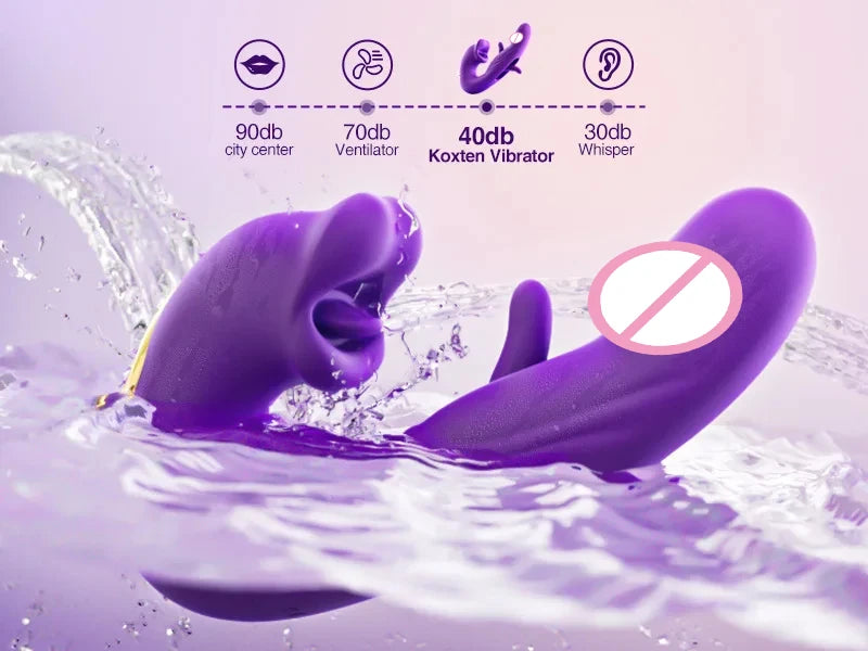 Volupté® —  Vibromasseur 3 en 1 pour Femme — Stimulation Langue, Point G & Clitoris
