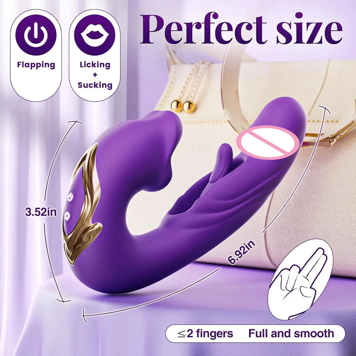 Volupté® —  Vibromasseur 3 en 1 pour Femme — Stimulation Langue, Point G & Clitoris