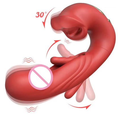 Volupté® —  Vibromasseur 3 en 1 pour Femme — Stimulation Langue, Point G & Clitoris